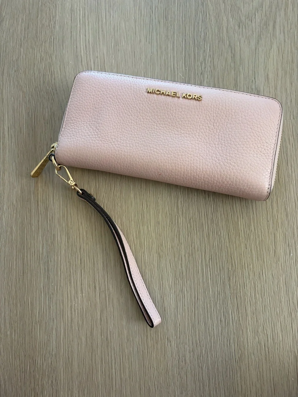 Michael Kors Pink Pebbled Leather Zip Close Wallet